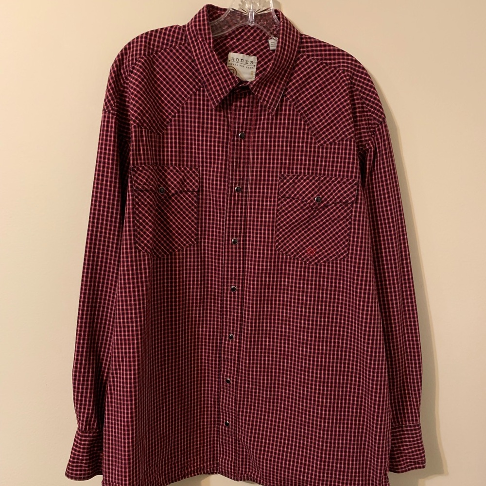 Roper Men’s Plaid Snap Front Shirt size XL
